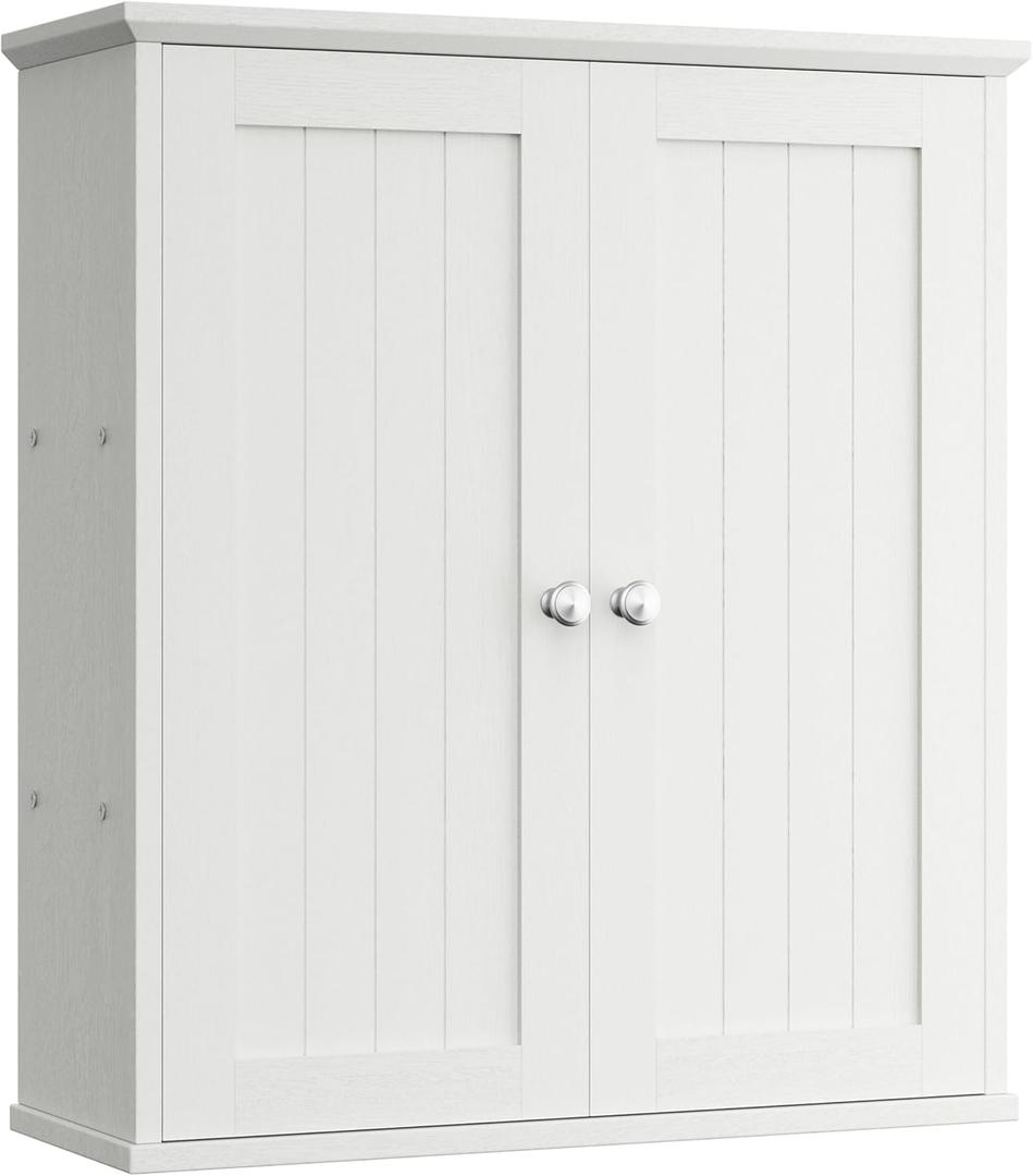 Shintenchi Bathroom Wall Medicine Cabinet with 2 Door, Bathroom Storage Organizer Over The Toilet,Space Saving Storage with 3-Tier Shelves,Solid White (1 pcs)