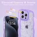 2 x Case for iPhone 11 - Curly Wave Edge Design, Bling Glitter Star Shiny Case, Cute Pink Clear Full Protection Soft TPU Shockproof Cover for Women and Girls (iPhone 11, Purple)