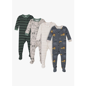 4-Pack Boys Safari Animals & Crab Snug Fit Footed Cotton Pajamas For 9 Month Babies