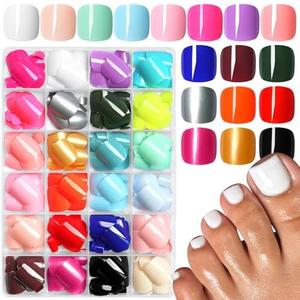 Lifextol 576PC Press on Toenails for Women Fake Toe nail Press ons Acrylic Toe Press on Nails Set, 24 Color Press on Toe nails Press on Fake Toenails Press ons Acrylic Toe Nail Tips Kit with Glue&Tabs