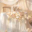 TINGE TIME Artificial Sweetheart Flower Swag with Tablecloth and Table Runner, Pack of 3 Floral Arrangement for Wedding Sweetheart Table Centerpiece Decoration (Champagne&Pink)