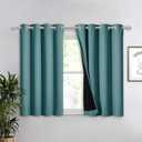 NICETOWN Small 100% Blackout Curtain with Black Liner, Thermal Insulated 2-Layer Lined Drape, Energy Efficiency Small Window Drapery for Dining Room (Sea Teal, 1 Panel, 52-inch W by 45-inch L)