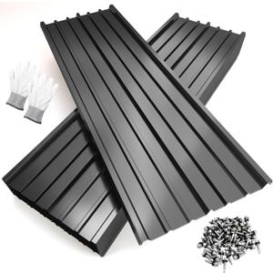 NeatiEase 20 Pcs Metal Roofing Panels, 5.1 Feet Corrugated Galvanized Roofing Panels Metal Siding Panels with Steel Screws for Pergola, Gazebo, Shed, Outdoor Storage, Chicken Coop,Garages (Black)