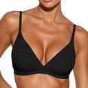 Wireless Triangle Bralettes for Women Plunge Unlined Bras No Underwire Comfortable Unpadded Everyday Tshirt Bra (Medium, Black)