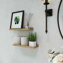 Floating Shelves for Wall Decor, Wall Mounted Wood Storage Shelf for Bedroom, Living Room, Bathroom, Kitchen, Nursery, Display Picture Ledge Shelf with Lip Set of 2-14 Inches, Oak