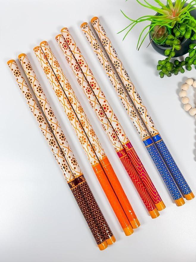 Dandia Decorated Colorful Wooden Base Dandiya Sticks for Dance/Garba, for Navratri Celebration, Raas Janmastmi Navratri Garba Indian Festival Item Sticks kanha (Pair 1)
