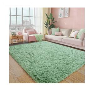 Fluffy Runner Rugs for Bedroom 2x6, Modern Shaggy Area Rug for Hallway Living Room, Plush Soft Fuzzy Bedside Carpet for Kids Girls Boys Room Nursery Decor, Mint Green