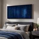Large Framed Navy Blue Abstract Wall Art, 1 Piece Vertical 30x60 In