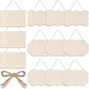eZAKKA Unfinished Hanging Wood Sign Blank Wooden Slices Decorative Banners with Ropes for Pyrography Painting Writing DIY Home Crafts Decor