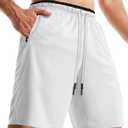 Aolesy Men's Basketball Shorts with Zipper Pockets Lightweight Quick Dry 10 Inch Workout Shorts for Men Athletic Gym White, Medium