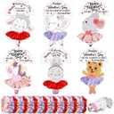 30 Sets Valentines Day Ballerina DIY Gifts Include 30 Ballerina Card and Hair Scrunchies Exchange Gift Party Supplies for Women Dance Recital Birthday Party(Bright Color,Animal)