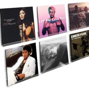 Clear Vinyl Record Shelf Wall Mount, Pack of 6 12" Acrylic Album Record Holder for Display LP Listening in Office Home