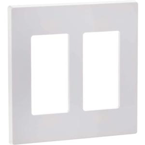 Leviton 80309-SW 2-Gang Decora Plus Wallplate Screwless Snap-On Mount, White, 20-Pack