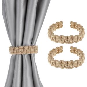 2 Pcs Curtain Tiebacks Rustic Curtain Holdbacks Braided Curtain Tie Backs Handmade Curtain Holders Farmhouse Boho Curtain Ties for Home Office Light Weight Drapes Decoration Supplies