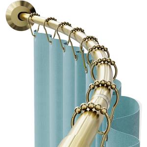 Zenna Home Rustproof Curved Shower Curtain Rod, No Drill Tension or Permanent Mount Adjustable Curved Shower Rod for Bathroom, Easy Install, Rounded for Extra Room, 50 to 72 Inches, Gold