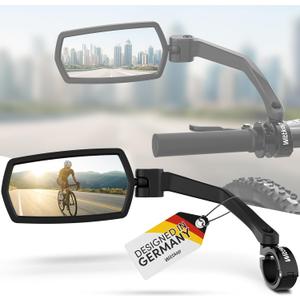 WITTKOP Bike mirror | Large HD field of vision | 360 Rotatable & Foldable | Mounting above & below | Break-proof & durable | ebike Accessories, Bike Mirror Handlebar Mount, Bicycle Mirrors