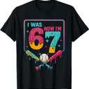 I was 6 Now Im 7 Ice Cream Drip Baseball for Men Women Kids T-Shirt, S, Youth, Blac