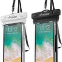 ProCase 2 Pack Waterproof Phone Pouch, Underwater Phone Case Up to 7", Dry Bag for iPhone 17 Air 16 15 14 13 Pro Plus Max, Galaxy S24 S23 S22 Ultra Pixel, Beach Essentials -White & Black