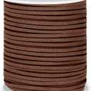 Flat Leather String Cord, Suede Ribbon for Jewelry Making, Leather Twine for Crafts, Thin Leather Shoe Laces for Boots, Faux Leather Strips for Bracelets, Necklaces (Dark Brown)