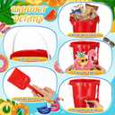 2 x 6 Sets Beach Sand Bucket and Shovel Set Included 6 Pcs 7.5 Inch Castle Beach Buckets Shovels 58 Hawaiian Cardstock 1 White Marker for Sandbox Summer Gifts Pool Party Favor