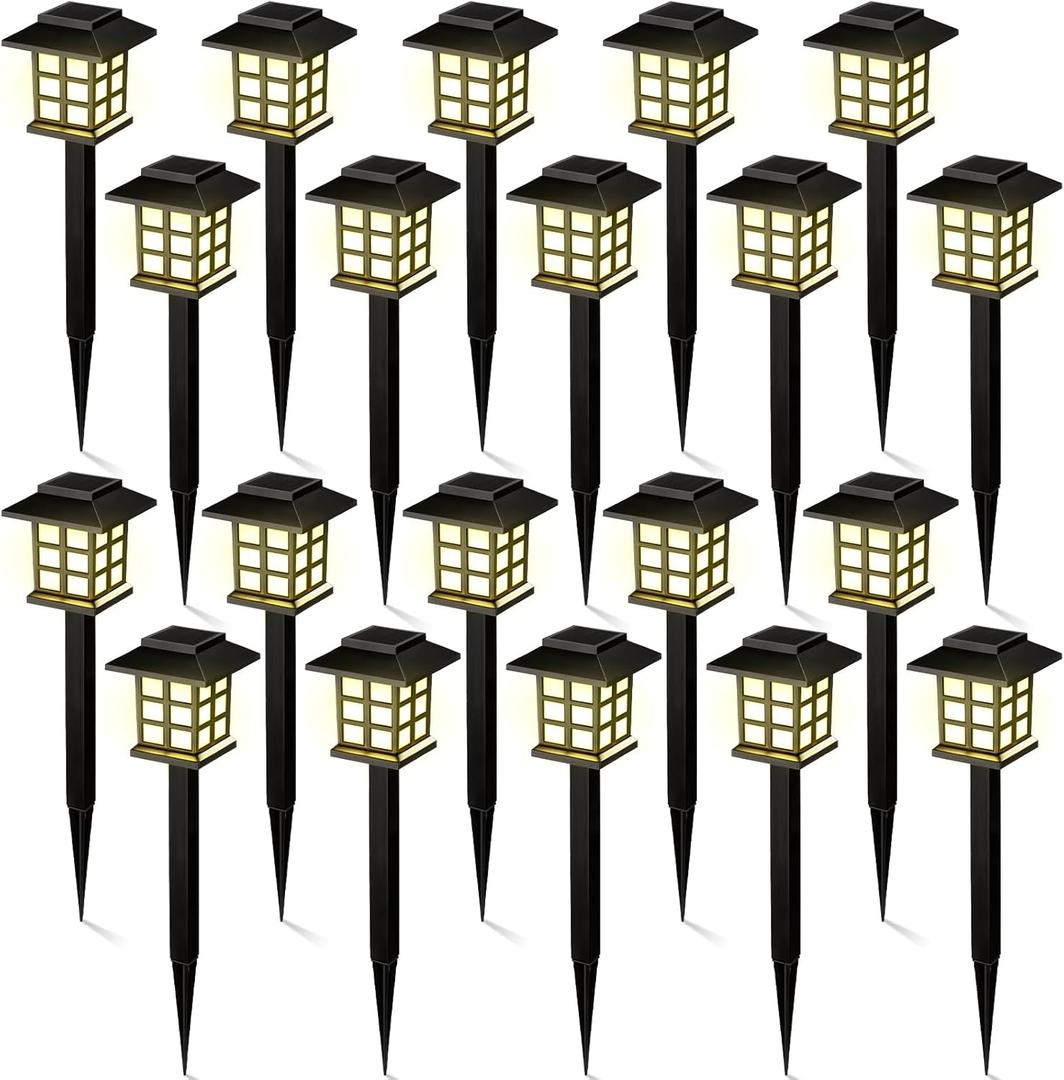 Hortsun 20 Pack Solar Pathway Lights, Outdoor Garden Solar Waterproof LED Landscape Lights for Yard Patio Lawn Pathway Decoration(Warm White)