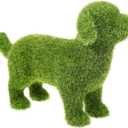 Lawn Dog Figurine Green Flocked Puppy Ornament Faux Moss Covered Animal Statue for Art Turf Grass Decor Floral Arrangement Craft