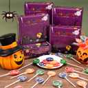 Halloween Lollipop 24 Pack, Halloween Candy Bulk, Spider, Pumpkin, and Bat Lollipops Individually Wrapped, Trick or Treat Candy, Fruit Flavors, for Party Goody Bag Fillers