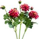 21" Artificial Dahlias,Silk Flowers with Stems,Winter Flowers Artificial for Decoration,Long Stem Artificial Flowers for Tall Vase,Wedding Party Decor Spring Decorations for Home (3, Dark Pink)