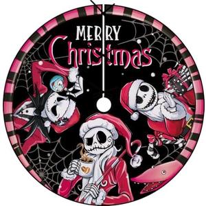 Fzbali Jack Merry Christmas Tree Skirt, 48 Inches Lace-up Snake Black Xmas Tree Skirt, Funny Winter Holiday Party Indoor Decoration Home Decor