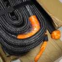 Kinetic Recovery Tow Rope: 1.26" x 30ft Snatch Strap with Soft Shackles Heavy Duty Offroad Towing Straps Kit for Trucks SUV UTV ATV Tractor Car Jeep - Black