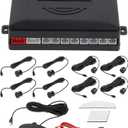 Motoforti Universal Car Auto Vehicle Reverse Backup Radar System Reverse Parking Sensors Alarm Buzzer Reminder Distance Detection Black 8 Parking Sensors