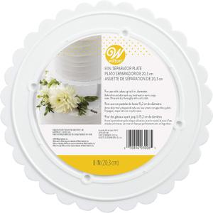 Wilton Scalloped Edge Cake Separators For Tiered Cake, 8-Inch Seperator Plate, Wedding Cake Stand, Scalloped Edge Separator Plate (White)