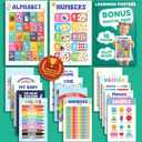 EXCOOL CLUB 16 Colorful Educational Posters For Toddlers 1-3, Toddler Learning Posters For Kids Ages 3-5, Kindergarten Classroom Must Haves, Laminated Abc Number Chart Prek Classroom Decor Preschool