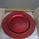 Red Christmas Charger Plates Set of 12, 13 Inch Round with Red Beaded Edges, Premium Polypropylene Holiday Table Chargers