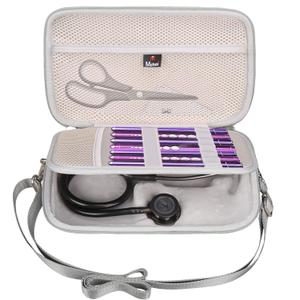Mchoi Stethoscope Case With Grooved, Suitable for 3M Littmann Classic III Stethoscope, Extra Room for Medical Bandage, Scissors and LED Penlight, Case Only (Gray)