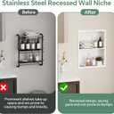Stainless Steel Recessed Medicine Cabinet 14''*18'', Rust-Proof Metal Wall Niche, in Wall Shower Niche Shelf Insert Replacement, Recessed Medicine Cabinets for Drywall, Bathroom Storage, White