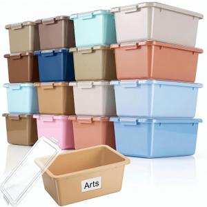 10 Pcs Classroom Storage Cubby Bins with Latching Lid,Boho
8 Qt Plastic Stackable Storage Bin, Plastic Book Bins with Labels, Suitable for Classroom School Sorting Arts Organizer