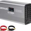 1500W Pure Sine Wave Inverter (3000W Peak), 12V/24V Auto-Detect, 50Hz/60Hz Switchable, LCD Display, Type-C Fast Charging, Silent Design, Overload & Overheat Protection for RV, Home