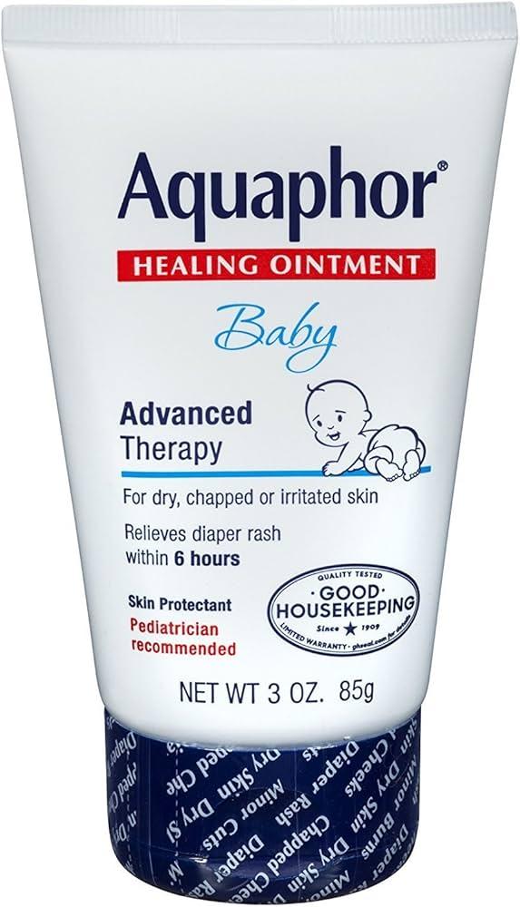Aquaphor Baby Healing Ointment, Advanced Therapy for Chapped Cheeks and Diaper Rash, 3 oz. Tube (Pack of 1)