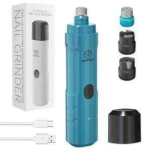 PIPAFFEED Dog Nail Grinder with 2 LED Lights, 3-Speed Rechargeable & Quiet - Upgraded Electric Pet Nail Trimmer for Small Medium Large Dogs Cats, Painless Paws Grooming Tool-Blue