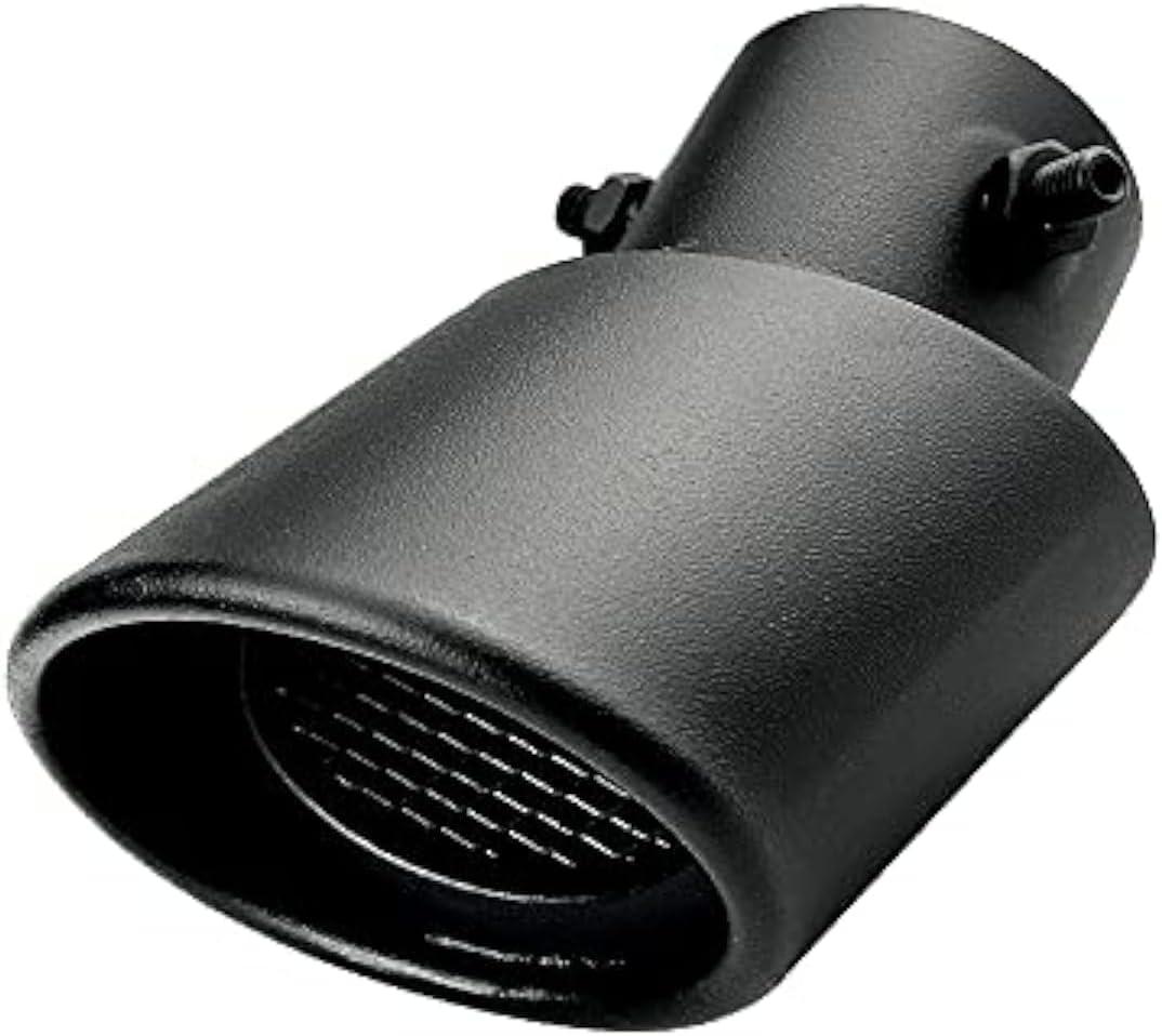 Car Polished Stainless Steel Exhaust Tail Exterior Rear Tail Car Exhaust Pipe Flue Muffler Tip Pipe, 63mm/2.5 inch Inlet Tailpipe Auto Universal Accessories with Mesh (Curved,Frosted Black)
