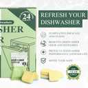 24 PCS Dishwasher Cleaner and Deodorizer Tablets, with Sink Drain Filter Basket, Deep Cleaning Formula Tablets for Removing Limescale, Odor, Smell, Hard Water Residue(Lemon-Scented)