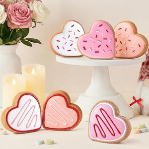 Valentines Day Decor, 6pcs Sweet Candy Heart Cookies Resin Valentines Table Signs, Love Blocks Valentines Galentines Decorations Indoor for Home Desk Tiered Tray Mantel Farmhouse Gifts Party Supplies