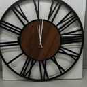 LEIKE Large LED Wall Clocks,Silent,Non Ticking,Battery Operated Rustic Round Modern Big Wood Wall Clock for Living Room, Bedroom,Kitchen,Farmhouse,Office,Home Decor -24" Black,LED,Roman Number