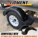 Set of 2 Single Axle Trailer Fenders 13" Wheels Tire Skirt Boat(Black)