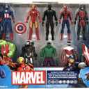 Marvel Avengers Action Figures - Iron Man, Hulk, Black Panther, Captain America, Spider Man, Ant Man, War Machine & Falcon! (8)