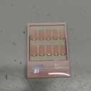 Glamnetic Press On Nails - Medium Coffin Fake Nails, Nude Neutral Nails with Gold Reverse French Tip, Gold Goals | 15 Sizes - 30 Nail Kit with Glue | Gift for Mom