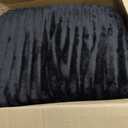 EXQ Home Fluffy Comforter Set Queen Size - Super Soft Faux Fur Stripe Jacquard Comforter 3 Pieces, Black Fleece Bedding Set,Winter Warm Bed Set,1 Comforter with 2 Pillowcases