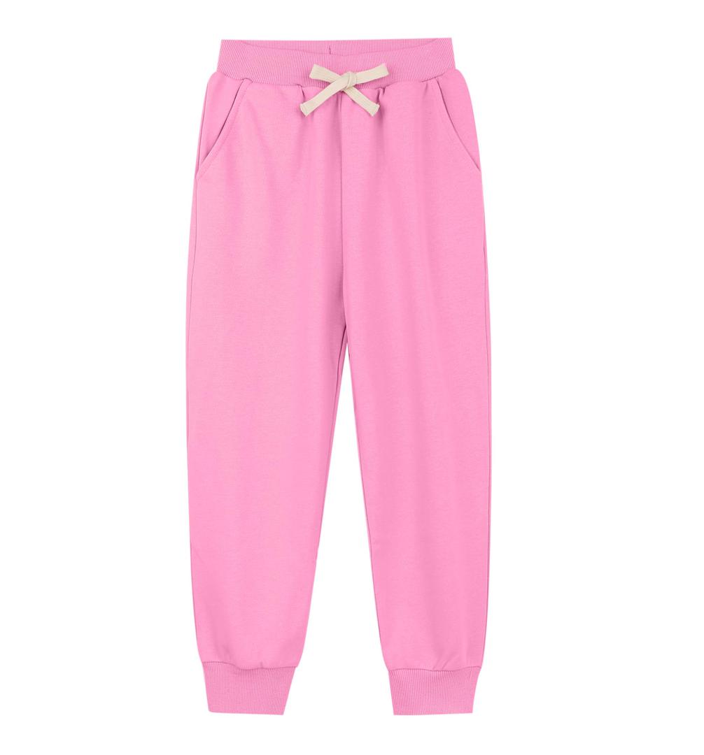 Kids Cotton Sweatpants Boys Girls Casual Athletic Pull on Pants with Pocket Drawstring Active Jogger for Toddlers2T-14Y Pink