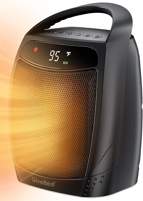 GiveBest Space Heater, 1500W Electric Portable Heaters for Indoor Use, 4 Mode, Timer, ECO Mode, PTC Ceramic Fast Safety Heat for Bedroom Office Home